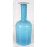 A Holmegaard Gul turquoise glass vase, height 44.5cm.