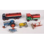 A Dinky Foden Regent tanker, a Corgi British Petroleum tanker and other die cast toys.