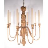 A gilt composition eight branch chandelier, 20th century, height 76cm.