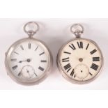 A Turkish market, silver, open face key wind pocket watch and one other silver, key wind,