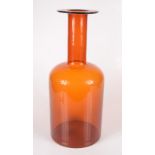 A Holmegaard Gul orange glass vase, height 49.5cm.