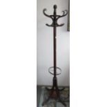 A bentwood hat and coat stand, height 180cm.