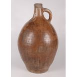 A large brown salt glazed stoneware bellarmine jug, 18th century,