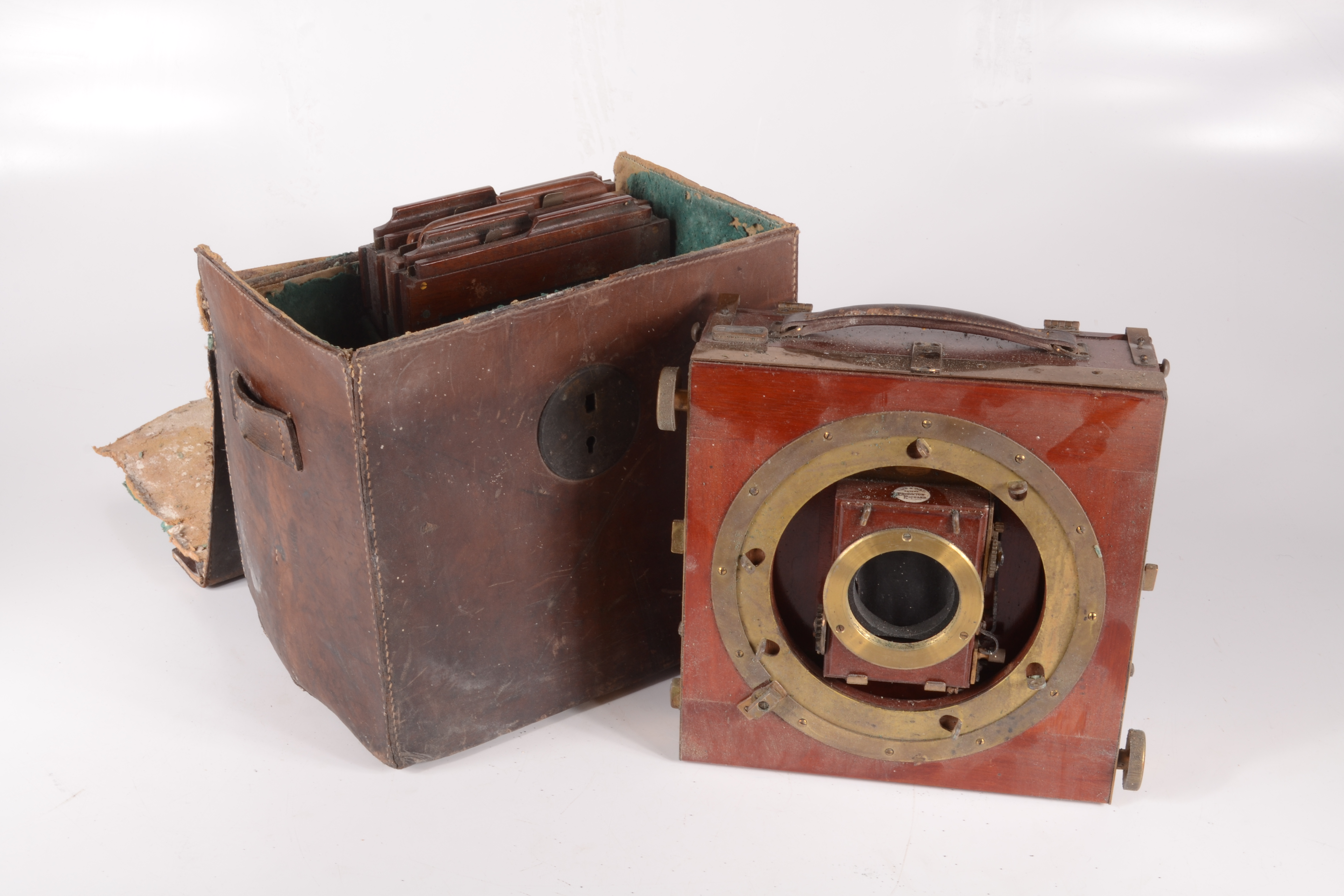 A Thornton Pickard Triple 'Imperial' Extension plate camera in a brown leather case, - Image 3 of 3