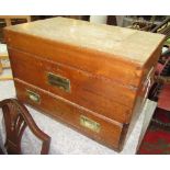 A mahogany campaign chest, late 19th/early 20th century,