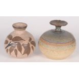 Two Mary Rich stoneware vases, each of squat form, heights 8.5cm and 8cm.