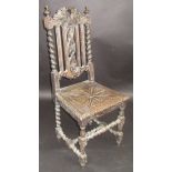 A Victorian carved oak single chair,