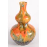 A possibly West German lustre glazed double gourd vase, No.B7, height 27cm.