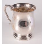 A Georgian style bellied half pint silver mug by Francis Howard, Sheffield 1972, 7.2oz.