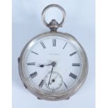 A silver Waltham keyless open face pocket watch numbered 17770165, Birmingham 1911.