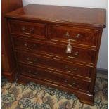 A Brights of Nettlebed burr walnut chest of drawers, with two short and three long drawers,