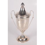 A St Stephens Horse Show silver twin handled cup and cover, 10oz.