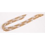 A 9ct white and yellow gold curb link necklace, 16g.