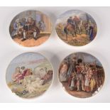 Four Prattware pot lids, Peace, Dr Johnson, Embarking for the East and Victor Emmanuel & Garibaldi,