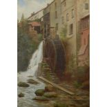 An oil on canvas by William Graham Buxton, 'The Old Mill, Lynbridge near Lynton, north Devon,