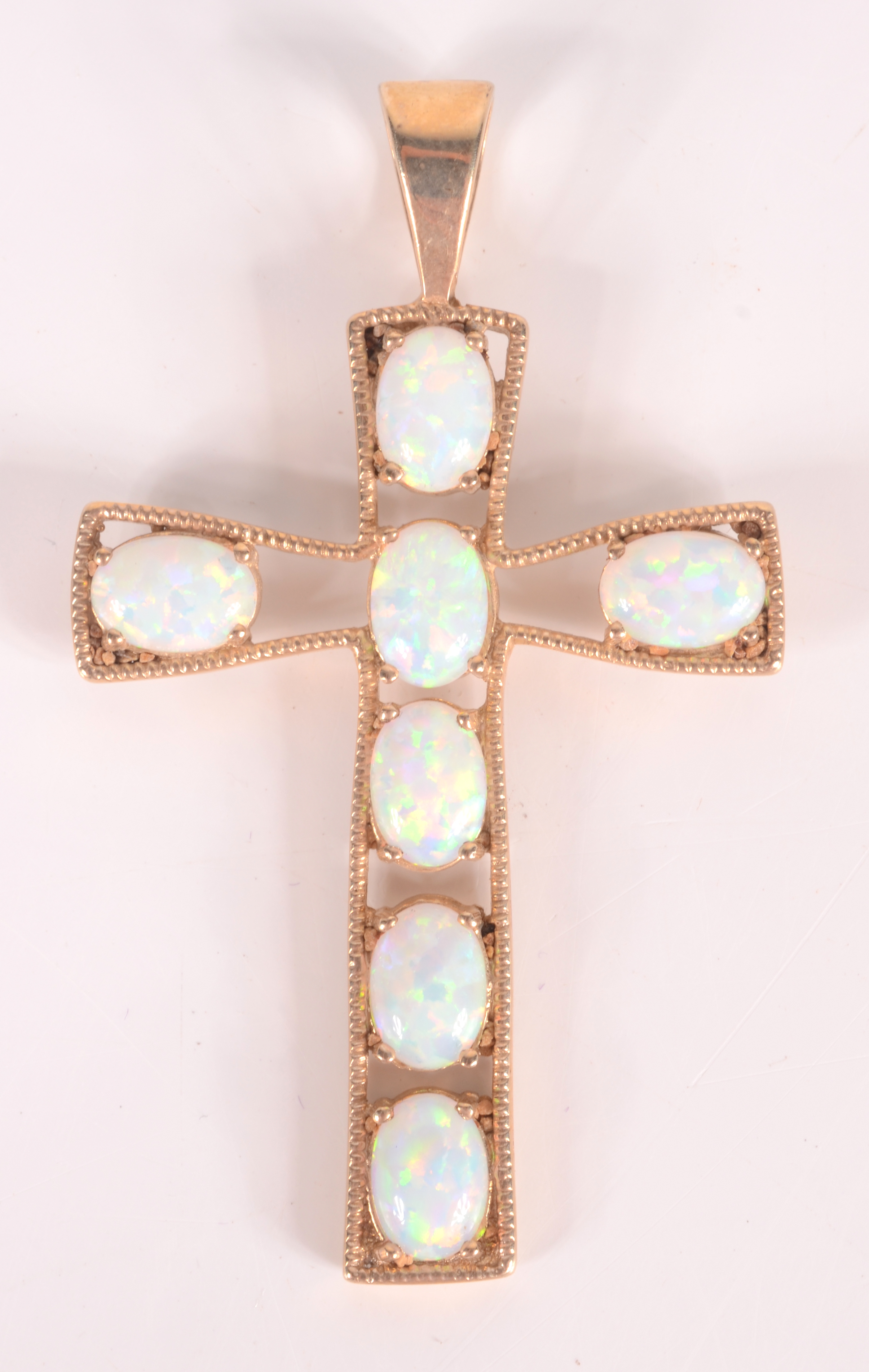 An opal set 9ct gold cross. - Image 2 of 2