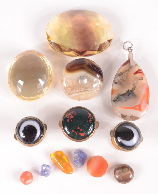 Stone pendants and other cut semi precious stones etc.