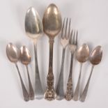 A Victorian Queens pattern silver tablespoon, a Queen's pattern silver cake fork,