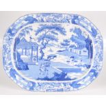 A Staffordshire pottery blue and white meat plate, 19th century,