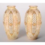 A pair of Royal China Works Worcester pierced vases, No.