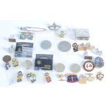 Coins, badges and cufflinks, together with six Robertsons badges etc.