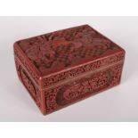 A Chinese cinnabar red lacquered box,