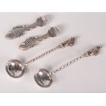 A pair of Apostle silver salt spoons, Birmingham 1876,