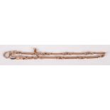 A 15ct gold watch chain with bar and knot links, 12g. Condition report: 25.