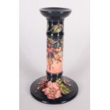 A Moorcroft pottery 'Oberon' pattern candlestick, shape 849, by Rachel Bishop,