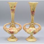 A pair of Royal Worcester blush ivory vases, circa 1890,