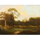 An oil on canvas by William Cartwright, 'Upper Pond, Ugbrooke Park Chudleigh',