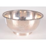A plain silver sugar bowl by Mappin & Webb with bobbin border, 5.8oz.