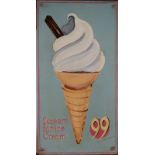 A painted wooden sign, 'Scream for Ice Cream 99', 92 x 48cm.