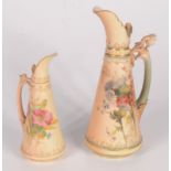 A Royal Worcester blush ivory ewer, decorated with foliage, shape no.1260, height 21.