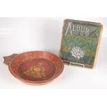 An Indian red painted wooden bowl, height 6.5cm, diameter 34.