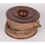 A small mahogany and cotton circular set of bellows, early 19th century,