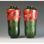 A pair of Japanese cloisonne enamel vases, by the workshop of Hayashi Kodenji of Nagoya (1831-1915),