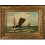 A late 19th century oil painting in a gilt frame, 'Dutch Fishing Boats', unsigned,