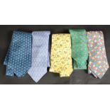 Five Hermes silk ties.