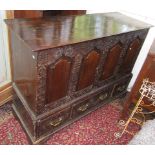 A carved oak mule chest, 18th century,