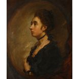 An oil on canvas portrait of Miss Ledger, inscribed to the back, 75 x 60cm.