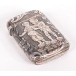 A French silver late 19th century vesta case in Art Nouveau Rococo style,