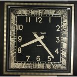 A Timney Fowler, London printed scarf decorated as a clock face, framed and glazed, total size 101.