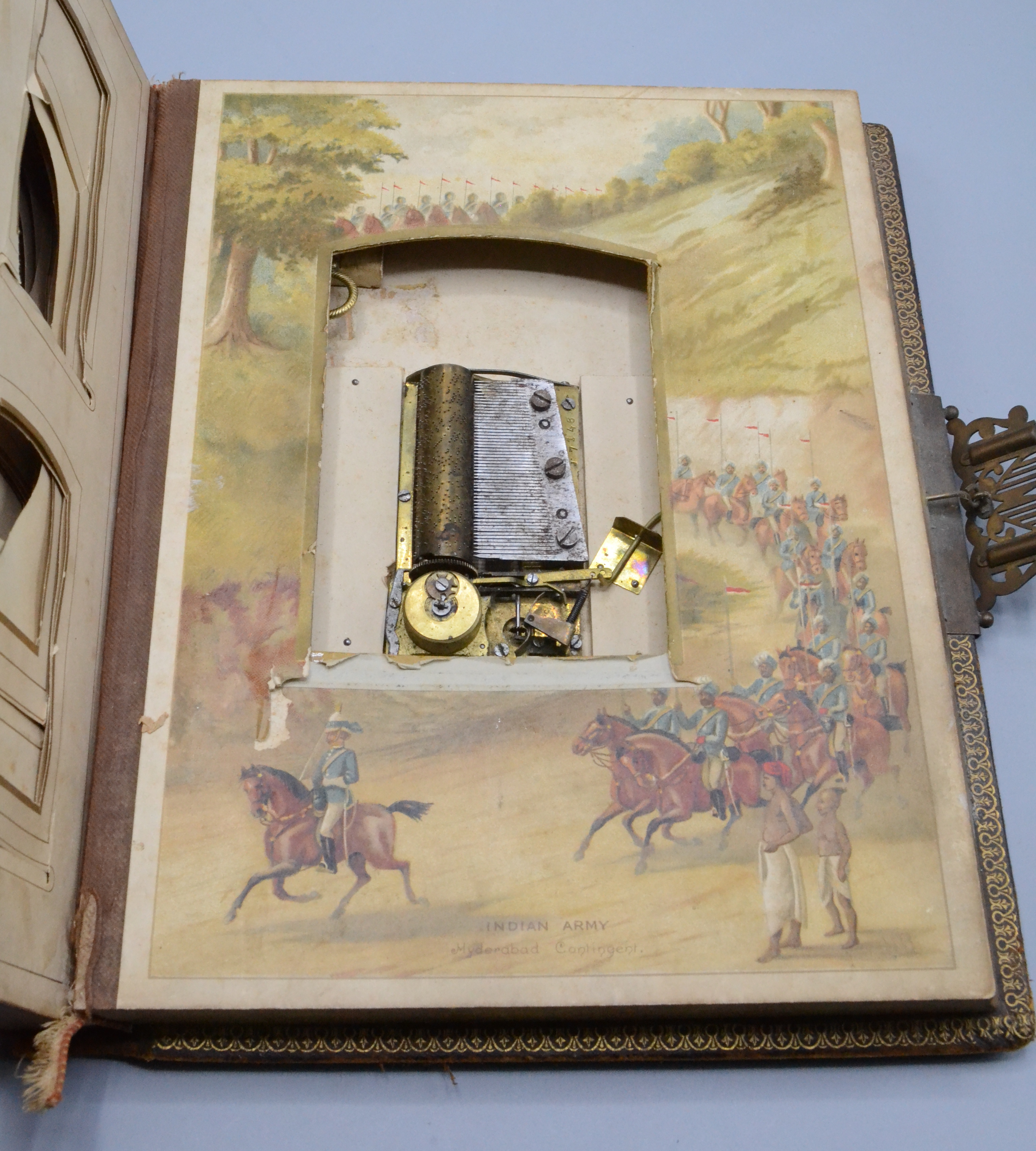 A leather and gilt tooled musical photograph album, 'The British Army Album', dated 21/10/90, - Image 4 of 8