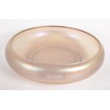 A large circular iridescent glass bowl, diameter 28.5cm, height 7cm.