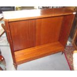 A Sheraton style open mahogany bookcase, with geometric inlay,