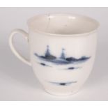 A Plymouth porcelain blue and white coffee cup, circa 1766,