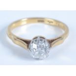 An 18ct gold Old European Cut diamond solitaire ring of approximately 0.