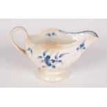 A Worcester miniature blue and white sauce boat, 18th century, blue moon mark to base, height 6.