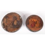 Two 19th century papier mache snuff boxes, one entitled 'Le Plaisir des Dames',